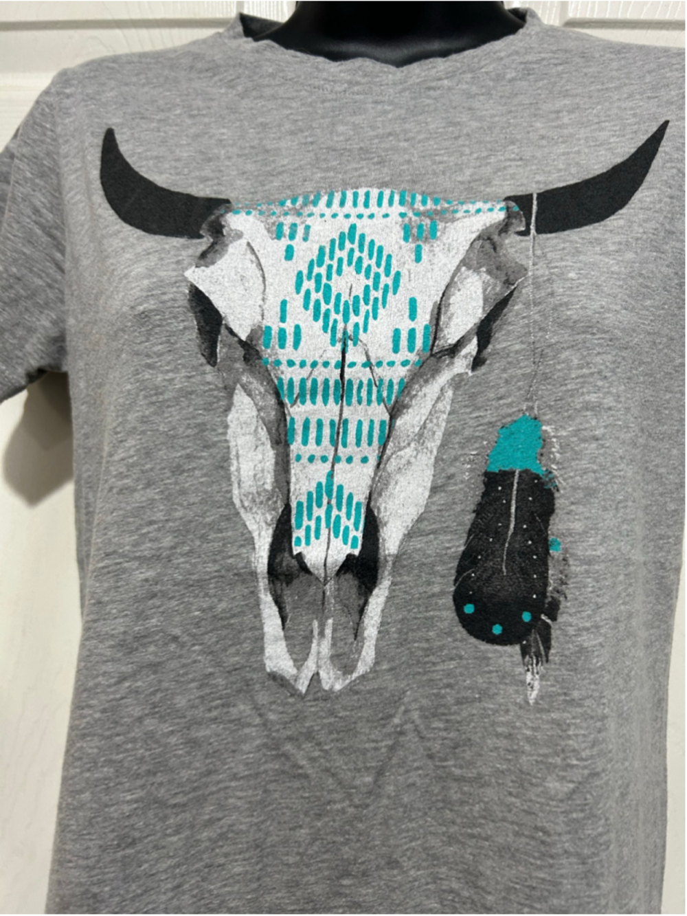 Women's Roper Graphic Short Sleeve Tee, Size S, Grey and Turquoise - Picture 4 of 7